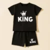 Kids T-Shirt & Short Set King Black - Mini Charm