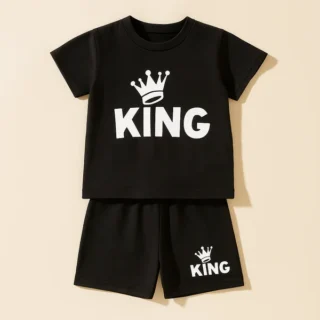 Kids T-Shirt & Short Set King Black - Mini Charm
