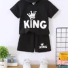 Kids T-Shirt & Short Set King Black - Mini Charm