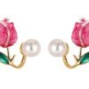 Tulip Flower Pearl Stud Earrings for Women and girl jewelry Exquisite Pearl Earring Party Jewelry