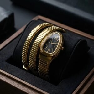Watch - Luxury Women Watches - Stainless Steel Chain - Stylish Women Watches - High Quality - Branded - Girls Watch - Water Proof - Wrist Watch & Date Dial - Snake Watch