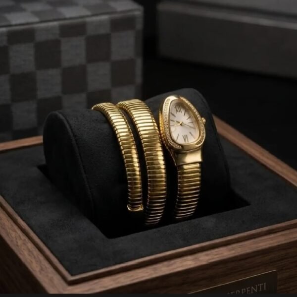 1785730316480 Watch - Luxury Women Watches - Stainless Steel Chain - Stylish Women Watches - High Quality - Branded - Girls Watch - Water Proof - Wrist Watch & Date Dial - Snake Watch