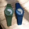 1785835694643 Premium Arabic Numerals Wrist Watch – Silicon Strap, Islamic Dial (Blue & Army Green)