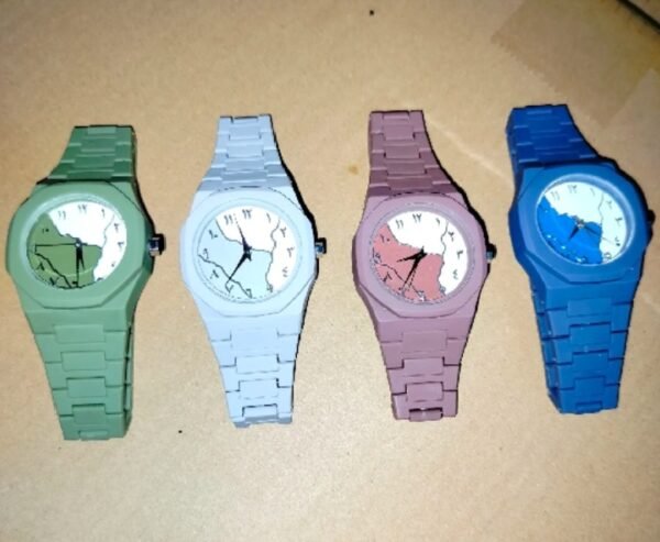 1785835717096 Premium Arabic Numerals Wrist Watch – Silicon Strap, Islamic Dial (Blue & Army Green)