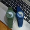 1785835734851 Premium Arabic Numerals Wrist Watch – Silicon Strap, Islamic Dial (Blue & Army Green)