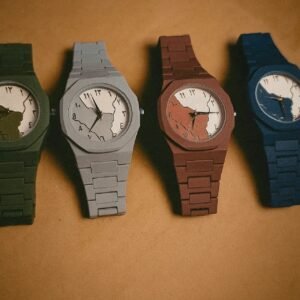 1785835759061 Premium Arabic Numerals Wrist Watch – Silicon Strap, Islamic Dial (Blue & Army Green)