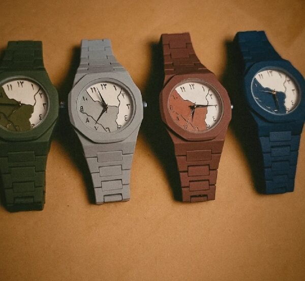 1785835759061 Premium Arabic Numerals Wrist Watch – Silicon Strap, Islamic Dial (Blue & Army Green)
