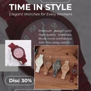 Black and Grey Modern Watches Poster Fashion Women Watches Casual Wooden Pattern Plastic Band Quartz Watch Relogios Feminino(Without Box)