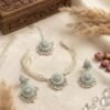 WhatsApp Image 2026-08-11 at 2.30.55 PM Elegant Turkish Zarcon choker necklace set with earrings and tika new flower design for girls and women Gift jewellery set
